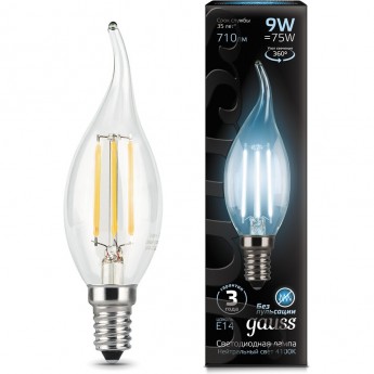 Лампа GAUSS LED BLACK FILAMENT CANDLE TAILED E14 9W 4100K Лампа GAUSS LED BLACK FILAMENT CANDLE TAILED E14 9W 4100K