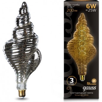 Лампа GAUSS LED VINTAGE BLACK FILAMENT FLEXIBLE TL120 6W E27 2400K Лампа GAUSS LED VINTAGE BLACK FILAMENT FLEXIBLE TL120 6W E27 2400K