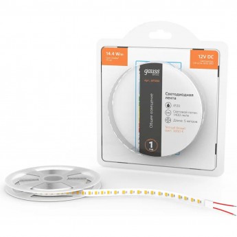 Лента GAUSS BASIC LED 2835/120 12V 14,4W/m 1400lm/m 3000K 8mm IP20 5m Лента GAUSS BASIC LED 2835/120 12V 14,4W/m 1400lm/m 3000K 8mm IP20 5m